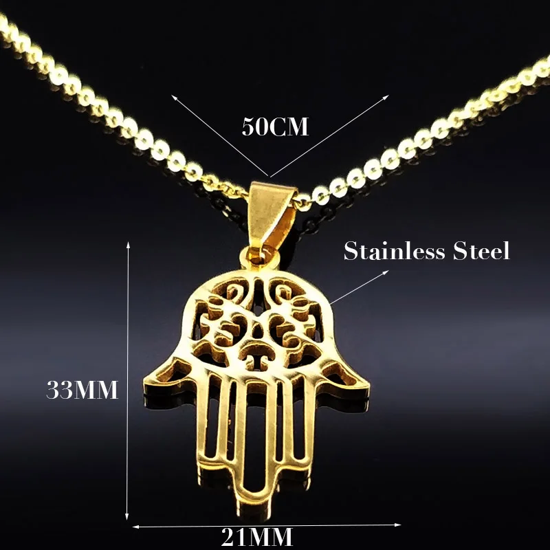 Ожерелье Hamsa из нержавеющей стали 2021 женские ожерелья серебряного цвета