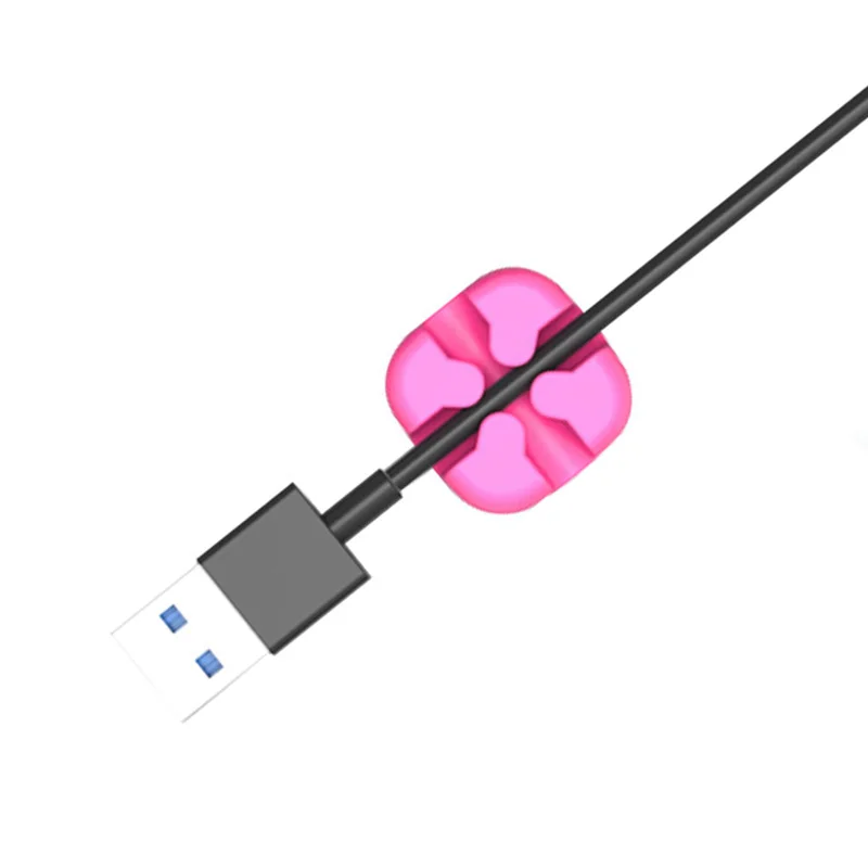 Pink 1 шт. Красочные устройства для сматывания кабеля провода хранения кремния кабель менеджер держатель стол аккуратный органайзер для цифрового кабеля - Цвет: Pink