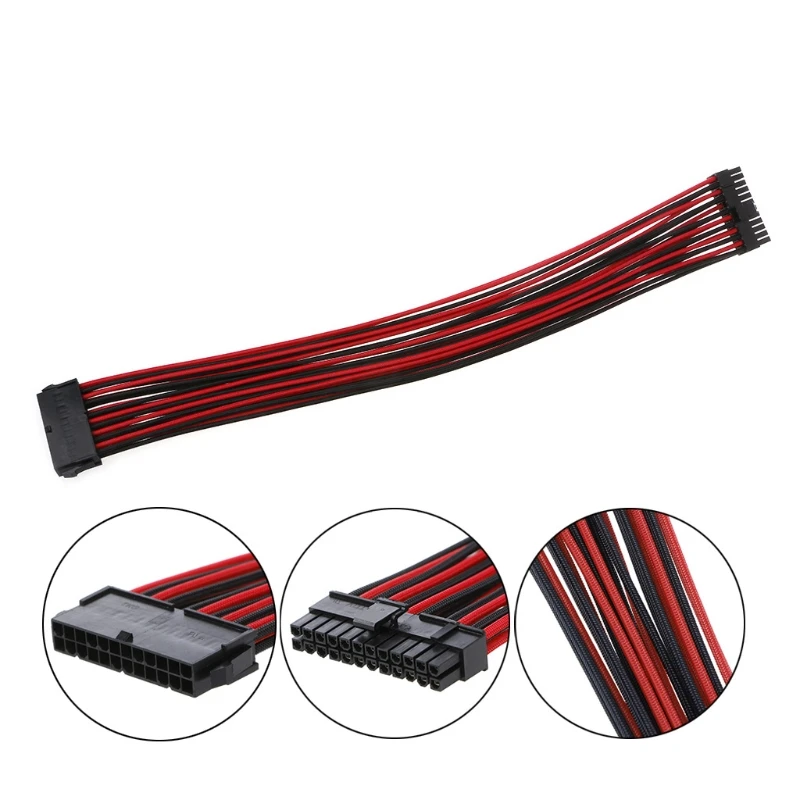 Высококачественный 24 контактный ATX EPS PSU черный и красный удлинитель с одним