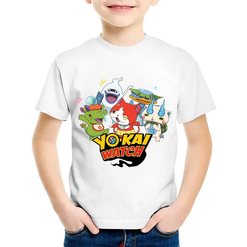 Детские футболки с мультяшным принтом Yo Kai Watch Детская летняя забавная футболка
