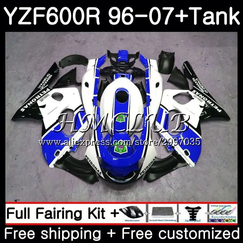 

Body For YAMAHA YZF600R Thundercat 1996 1997 1998 1999 2000 2001 0HC.7 YZF-600R YZF 600R Blue white 96 97 98 99 00 01 Fairing