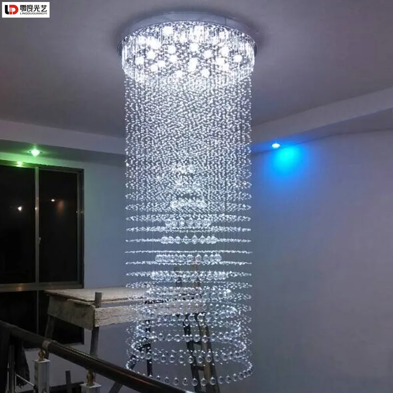 Роскошная большая люстра для виллы гостиной двойная хрустальная светильник