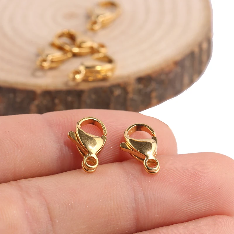onwear 20pcs 13x8mm stainless steel gold plate lobster clasp hooks for jewelry making diy connector findings | Украшения и