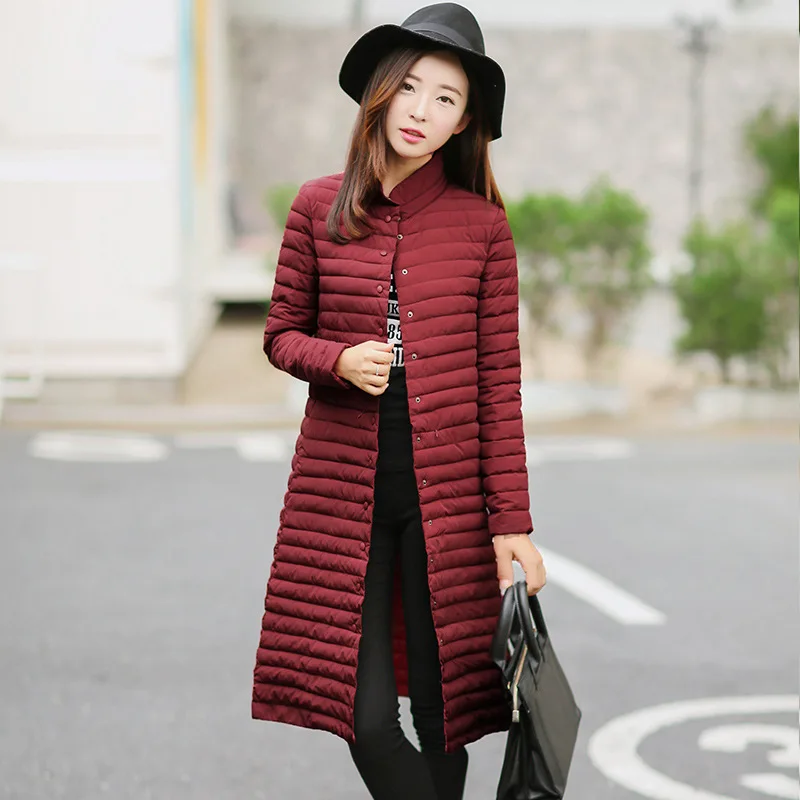 2017 длинные зимние стеганые парки пальто с воротником стойкой женские куртки
