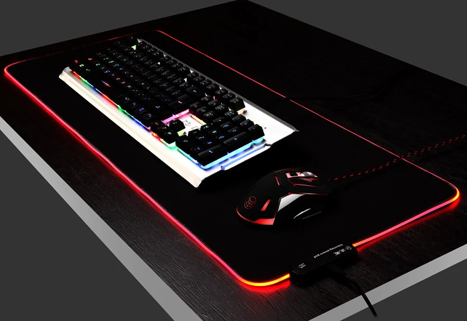 RGB игровой коврик для мыши светодиодный с подсветкой анти-с блокировкой Скольжения Край натуральный каучук игровые аксессуары для геймеров подарок большой коврик для мыши xl