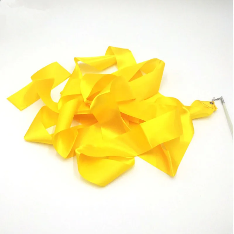 Yellow 4 м художественная гимнастика, балетная палочка для скручивания штанги для тренировок в тренажерном зале, профессиональная лента для танцев - Цвет: Yellow