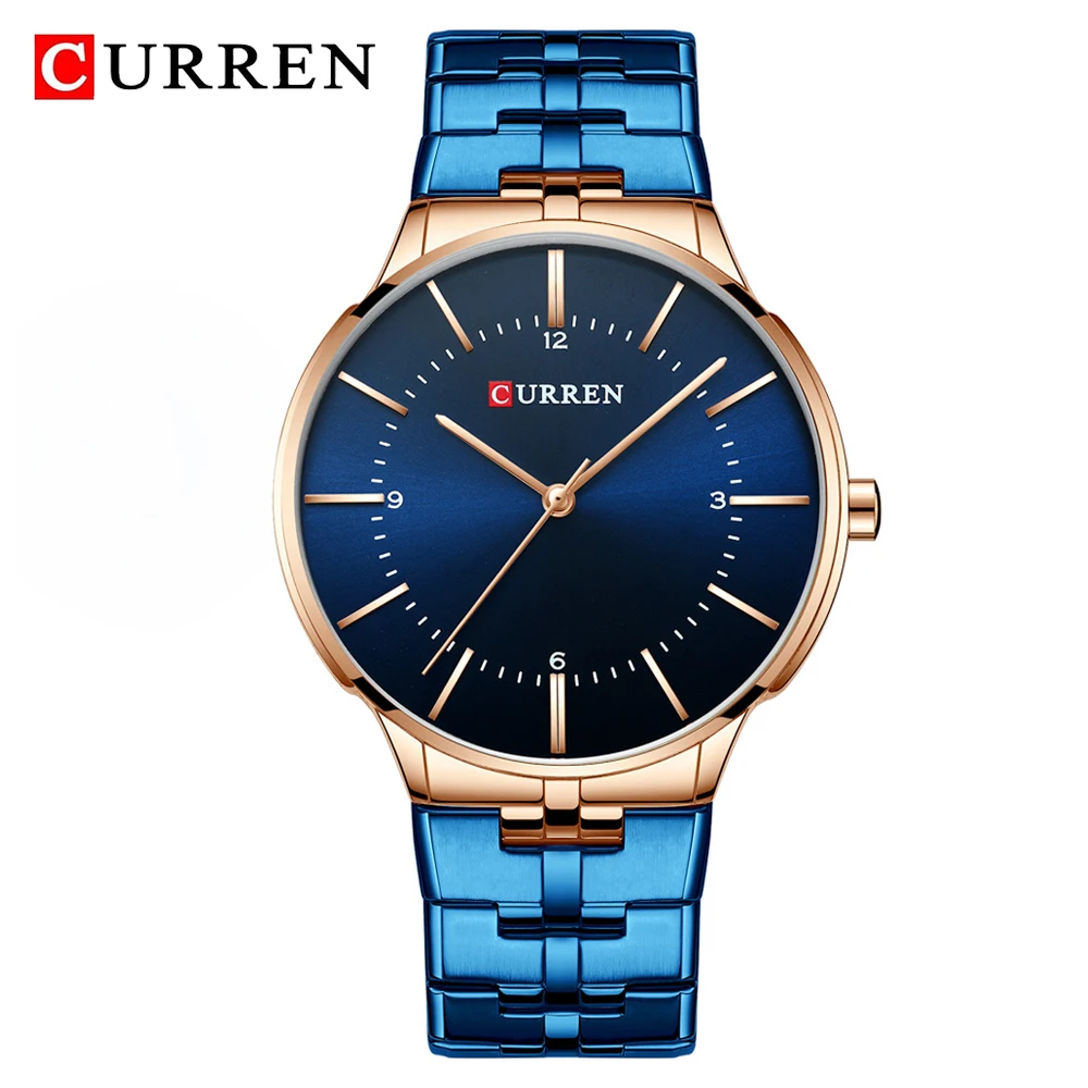 

CURREN Mens Watches Top Brand Luxury Full Steel Blue Quartz Watch Men Fashion Casual Waterproof Clock Male Watch Reloj Hombre