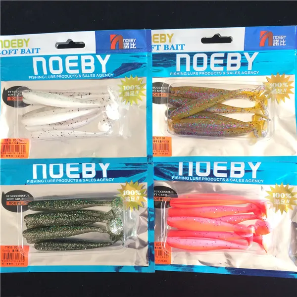 Noeby, 24 штуки, 9 см, 4,3 г, силиконовая приманка, мягкие приманки, Т-образный хвост, плавающие приманки, мягкие рыболовные приманки, двойной цвет, воблер, приманка для ловли карпа - Цвет: 491011 3118L