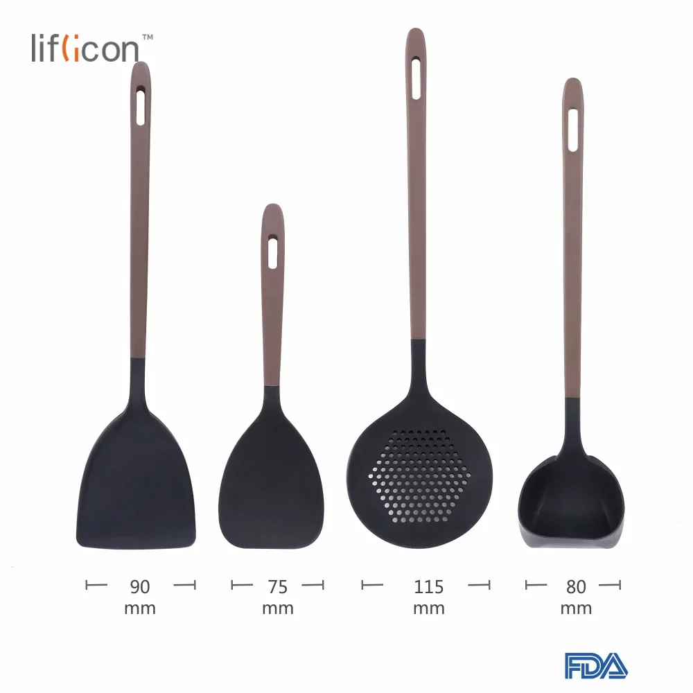 Liflicon силиконовые инструменты для приготовления пищи Set-Premium кухонные инструменты принадлежности-1 Laddle, 1 Skimmer, 1 Rice Paddle, 1 Turner-термостойкие