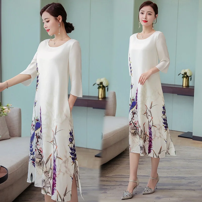 Женское Повседневное платье с рисунком из мультфильма Ao Dai Vietnam винтажное