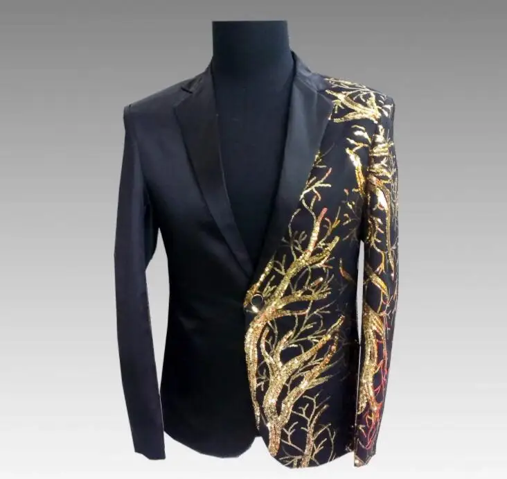 sequins blazer men suits designs jacket mens stage costumes for singers clothes dance star style dress punk rock Long sleeve