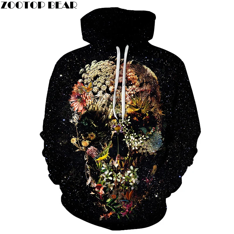 Galaxy Black Skull by ALI с принтом художника мужские и женские толстовки 3D унисекс свитшот