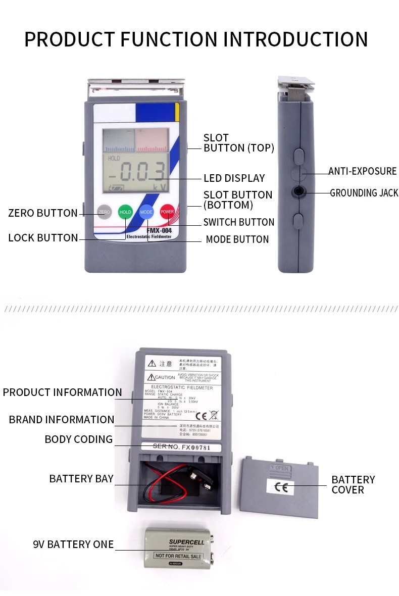 Электростатический полевой измерительный прибор стандартные