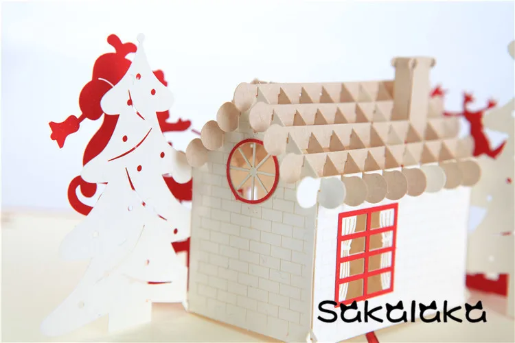 Творческий 3D ручной работы открытка с аббатством нарядное порез резной карточки