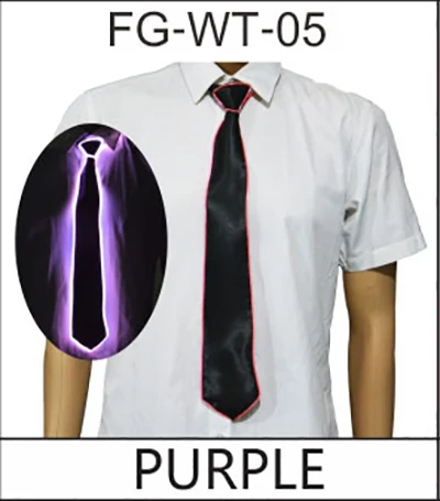 Purple 1 шт. Awesome EL проволочное крепление мигает косплэй светящийся галстук костюм анонимный галстук светящиеся DJ Бар танцы маски для карнавала вечеринки прохладный реквизит - Цвет: Purple