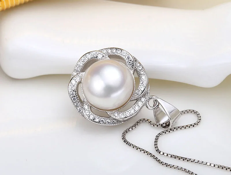 white pearl pendant Модные жемчужные Ювелирные наборы, натуральный пресноводный жемчуг, ожерелье, серьги, кольцо, 925 пробы, серебряные ювелирные изделия, подвески для женщин - Цвет камня: white pearl pendant