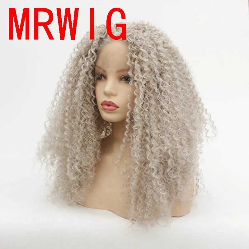 MRWIG # 4503New серый синтетический фронтальный кружевной парик для косплея без клея