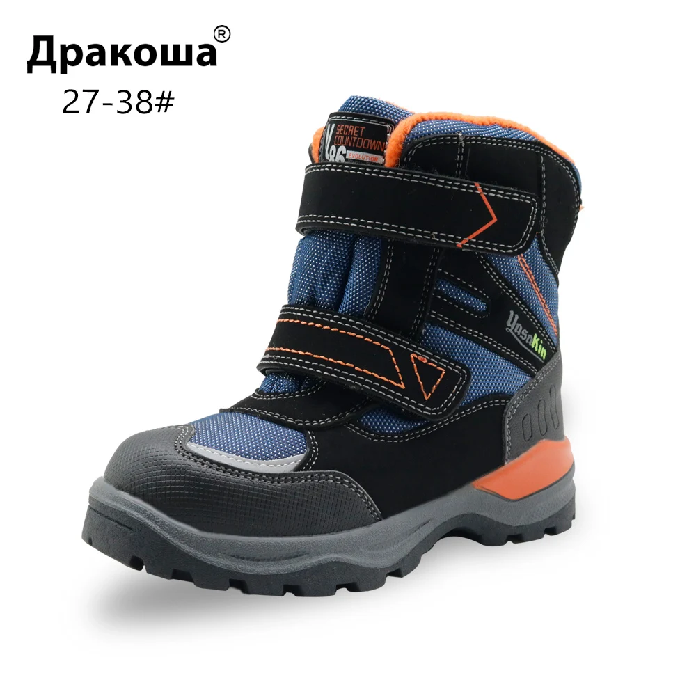 

Теплые зимние ботинки Apakowa для мальчиков, Детские Безопасные водонепроницаемые ботильоны для снежной погоды, ботинки для мальчиков, Размер ...