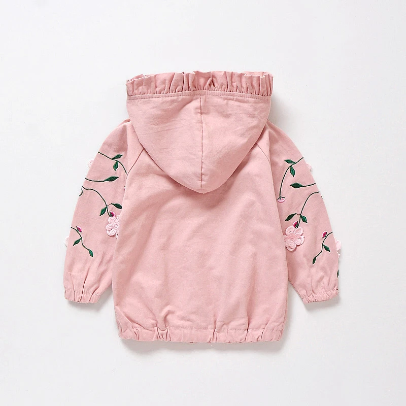 LILIGIRL Autumn New Baby Girl Clothes Kids Coats Jackets Fashion Flower Embroidery Hoodies Jacket Children Cotton Trench Coat |