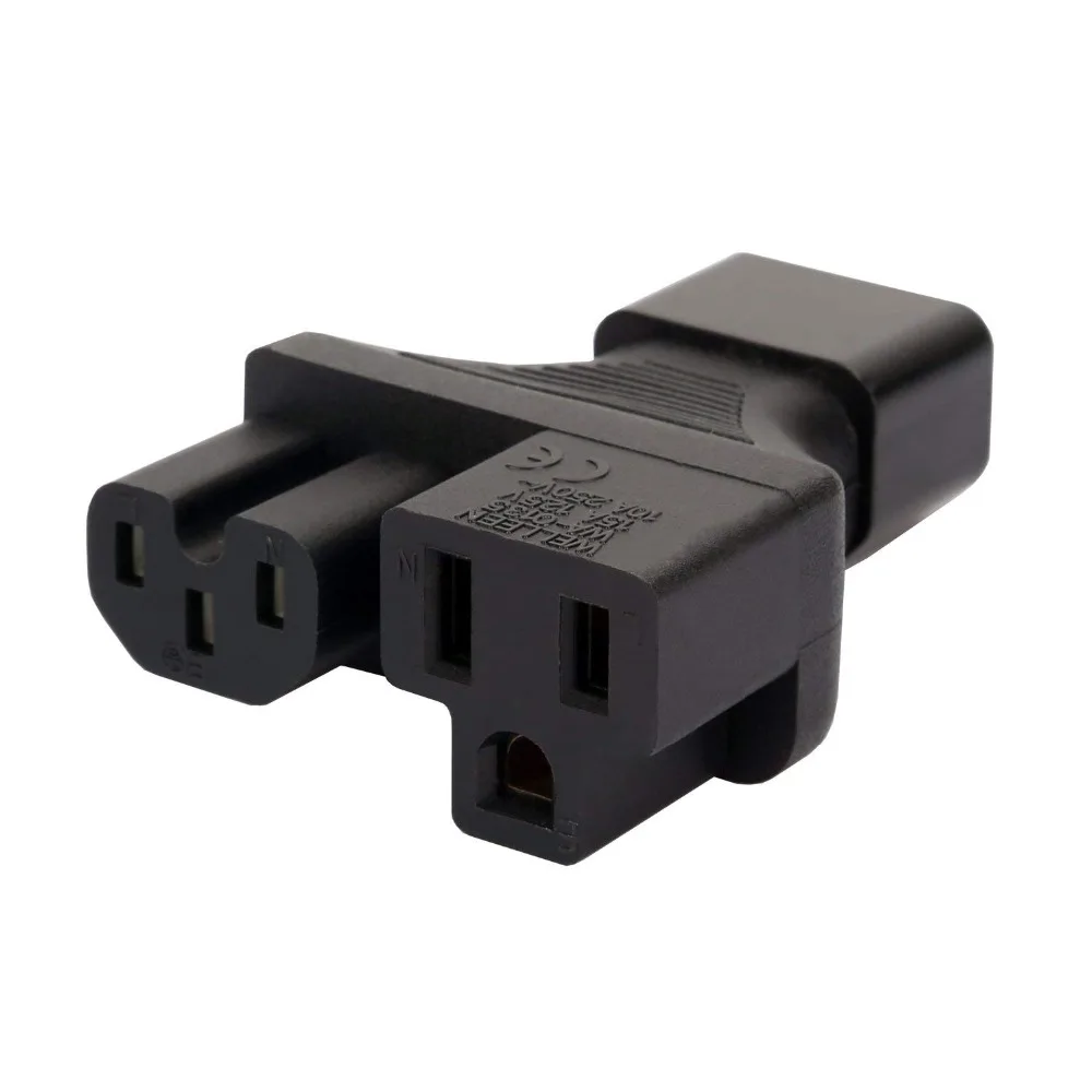 

IEC 320 C14 to C15+Nema 5-15R Y Split AC Adapter, IEC 3Pole Male to Female + USA Female 3Pole AC Power Adapter,