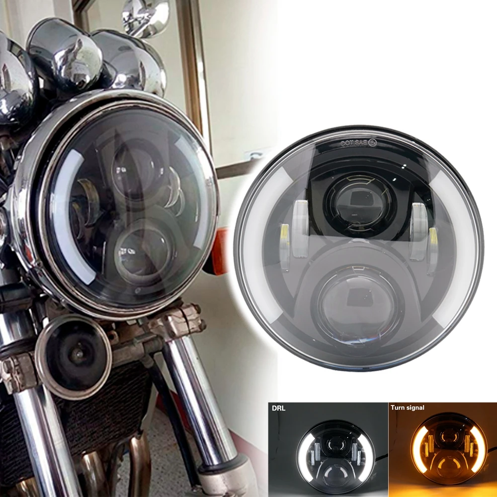 Универсальный 7 ми дюймовый круглый светодиодный проектор фар H4 для двигателя Honda