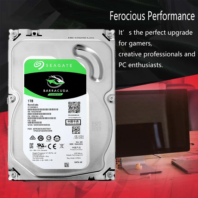 Seagate 1 ТБ жесткий диск HDD рабочего внутренний HD 1000 ГБ T 7200 об/мин 64 M 3 5 &quot6 ГБ/сек. Кэш