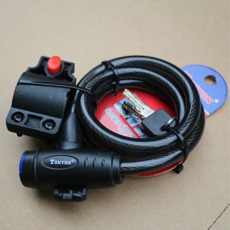 

TONYON Велосипедные замки Антивор велосипедный замок MTB BMX горный шоссейный велосипед стальной трос замок трос 2 ключа 1200 мм * 12 мм