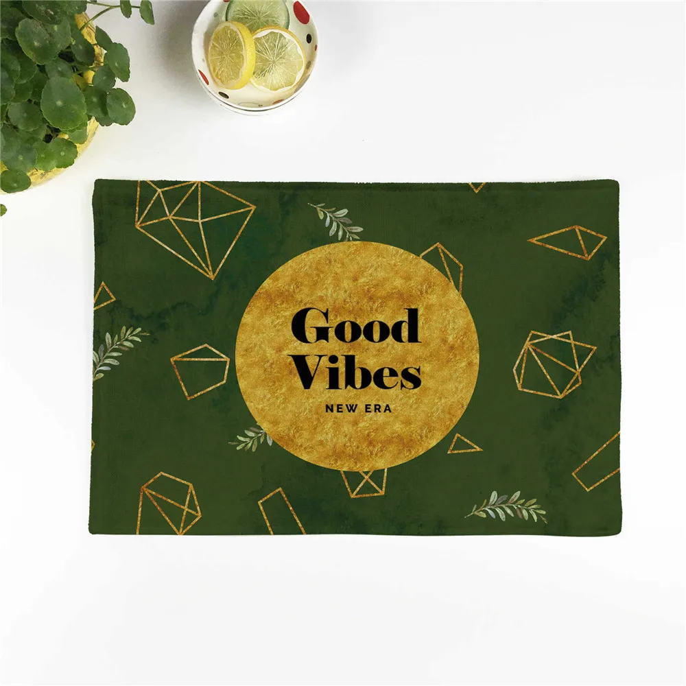 Зеленые растения Коврик столовые приборы обеденный стол льняной хлопковый