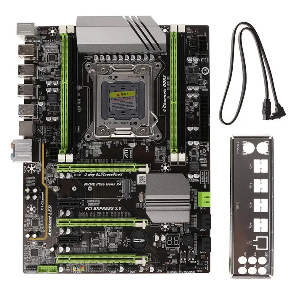 X79 Turbo moederbord LGA2011 ATX SATA3 PCI-E NVME M.2 SSD ondersteuning REG ECC geheugen en Xeon E5 процессор