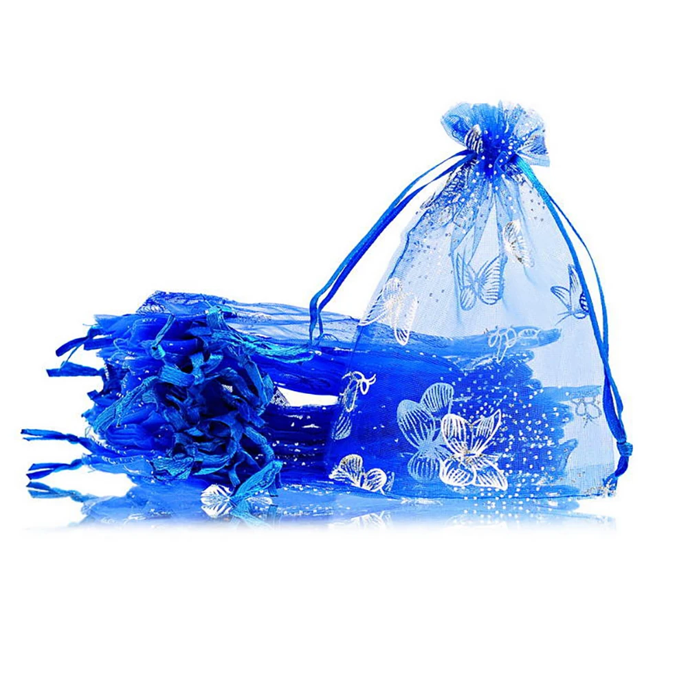 25 шт. позолоченная бабочка Ювелирная сумка для хранения с завязкой сетка