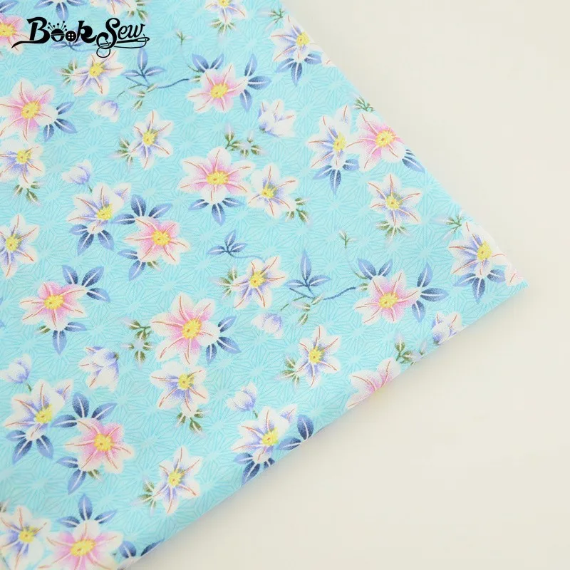Booksew 100% хлопок Поплин Ткань с цветочным принтом дизайн зеленый жир четверть метр