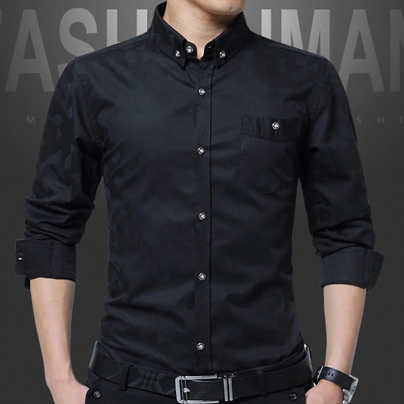 Dudalina модная повседневная мужская рубашка с длинным рукавом из хлопка Slim Fit рубашка мужские деловые костюмы мужская одежда M-5XL