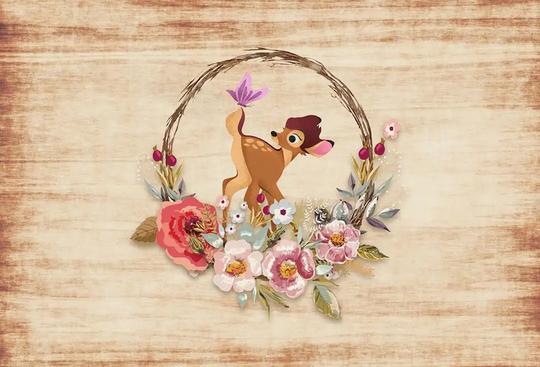 7X5 футов Цветы Корзина мультфильм олень деревянная доска Вечеринка