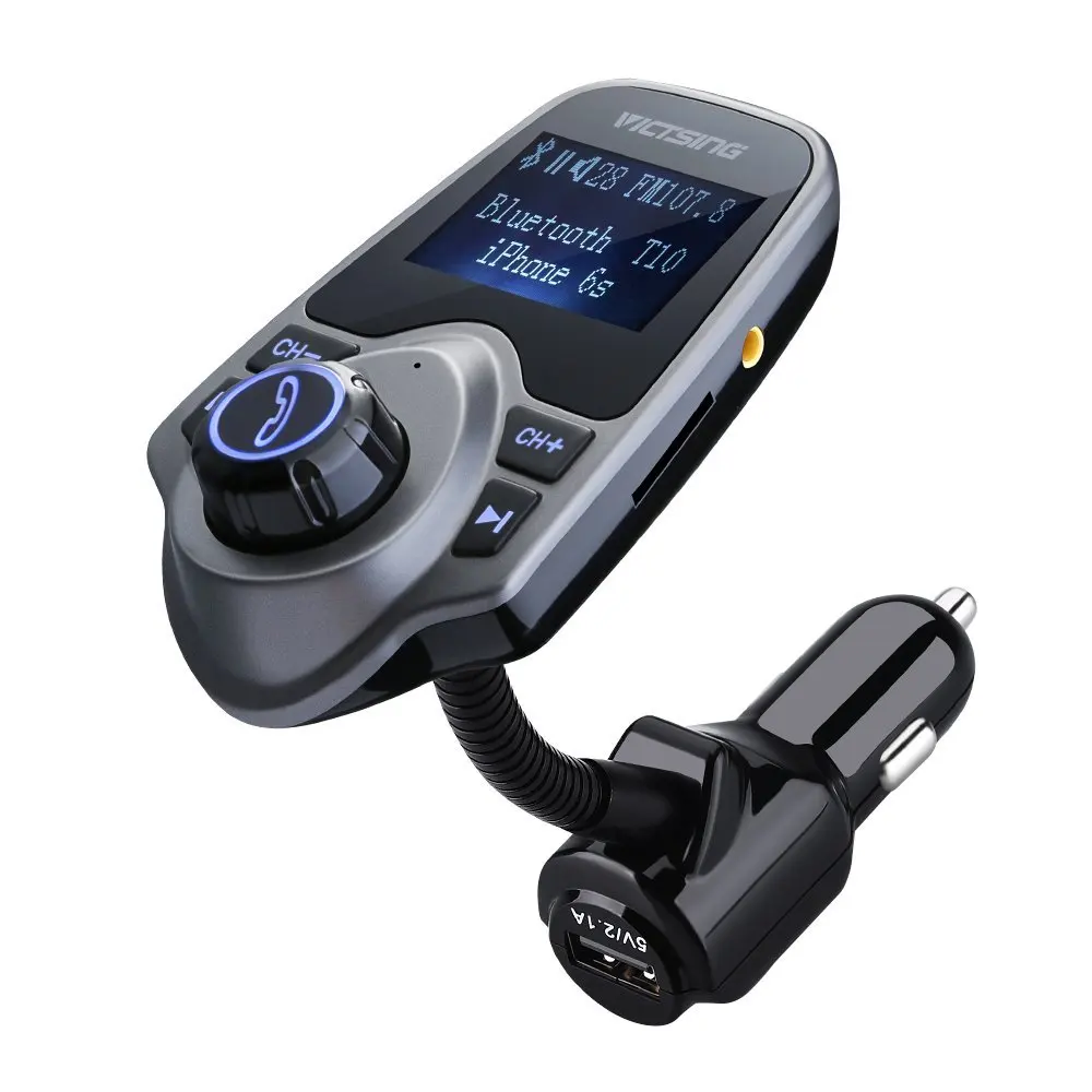 Черный VicTsing беспроводной FM Bluetooth передатчик модулятор Автомобильный комплект 1,4" экран громкой связи USB MP3 музыкальный плеер с TF/Micro SD картой - Цвет: Черный