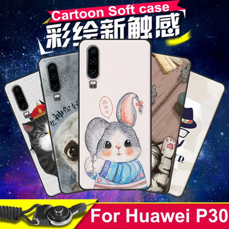 

Мягкие силиконовые чехлы для Huawei P30, прозрачный чехол с мультяшным рисунком для Huawei P30, ELE-AL00 Чехлы для телефона из термополиуретана, защитный...
