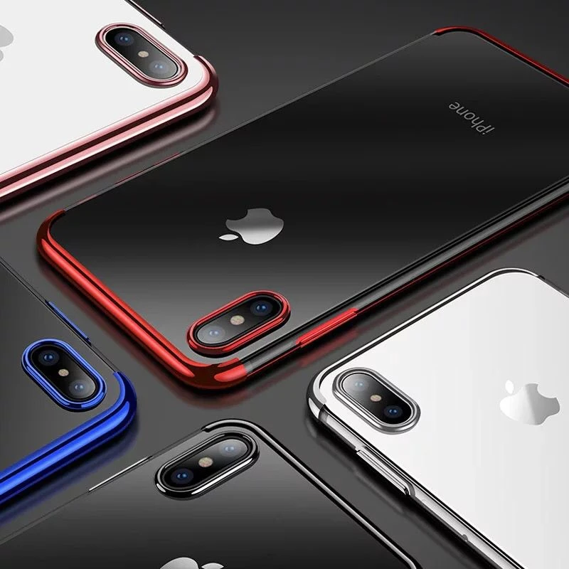 Роскошный прозрачный чехол для iPhone X XS Max XR ультратонкий Блестящий Мягкий из ТПУ с