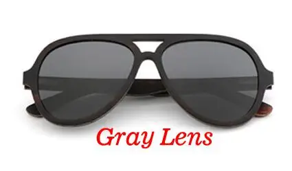 Gray Lens Деревянные поляризационные мужские солнцезащитные очки негабаритных овальных модных солнцезащитных очков с деревянной коробкой - Цвет линз: Gray Lens
