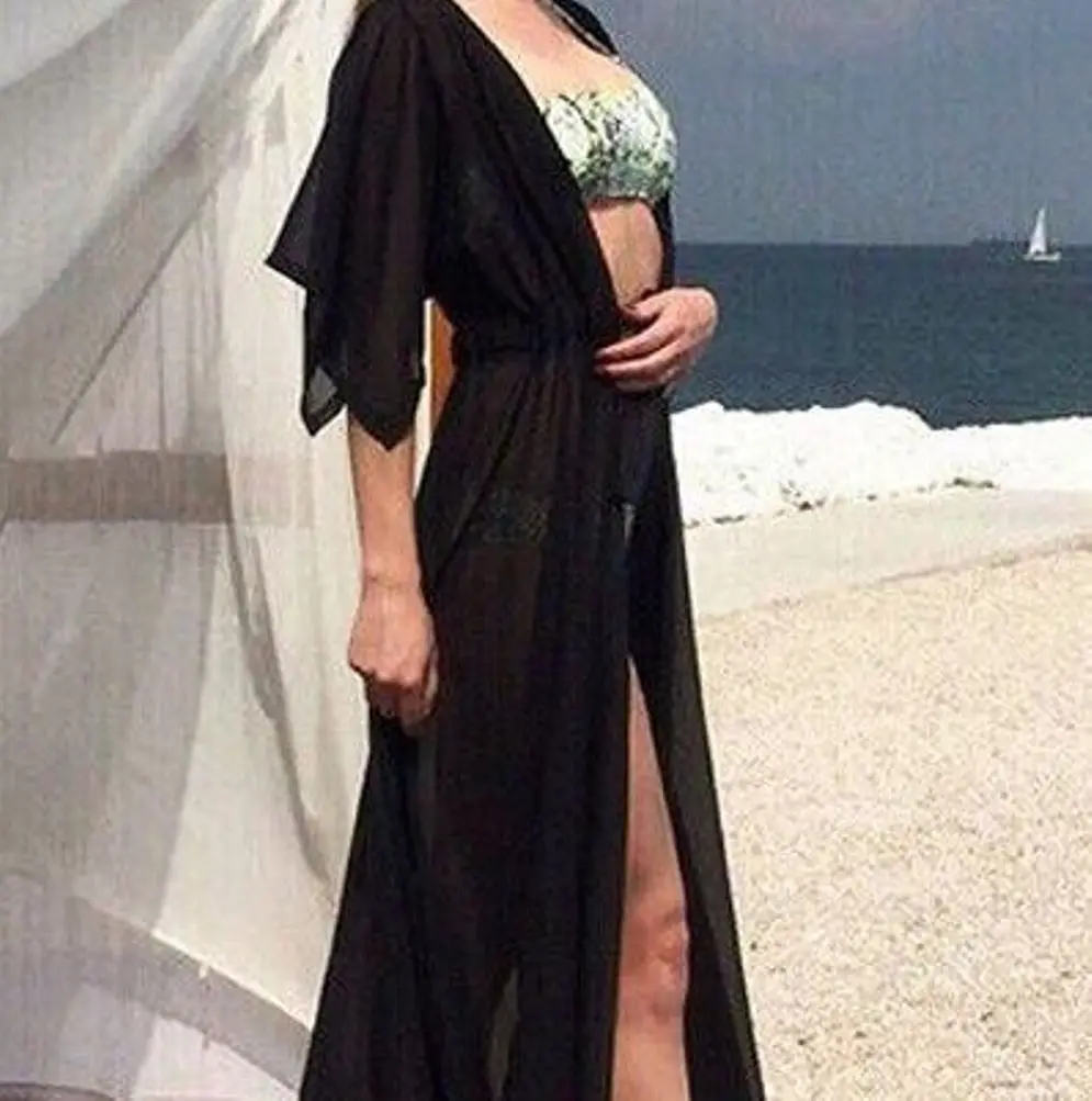 Летний женский купальник накидка на бикини шифоновый однотонный Свободный