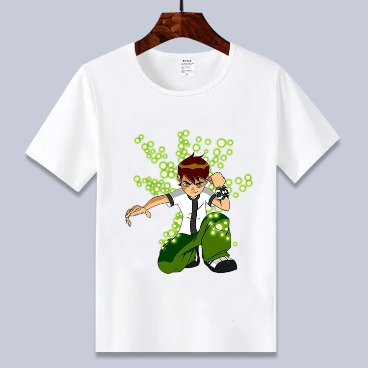 Летние топы; стиль; ben 10; белая футболка для мальчиков и девочек