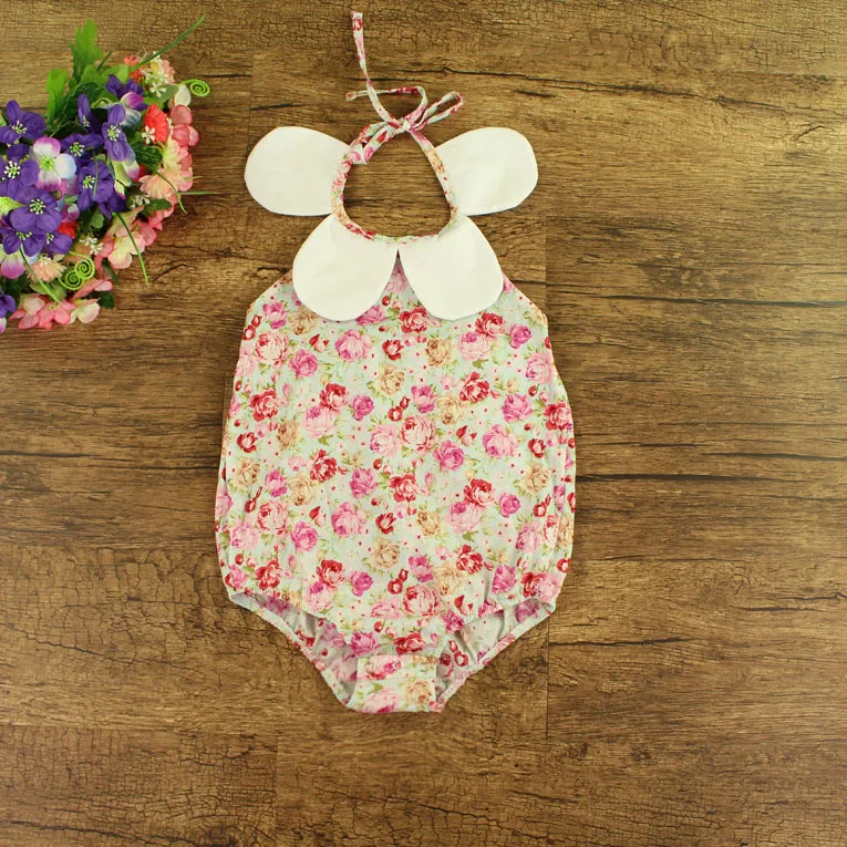 Комплект Одежды младенца 3-части Летних Девочек Хлопок Цветок Печатных Рябить