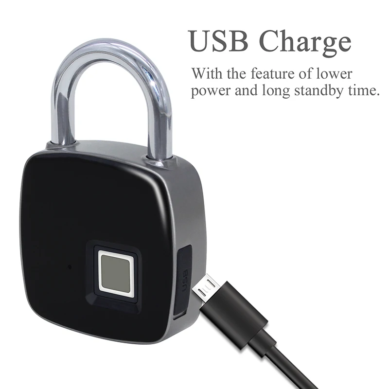 USB Rechargeable Smart Dock Keyless Fingerprint Lock Waterproof Anti-Theft Security Luggage Case Padlock Bluetooth | Безопасность и