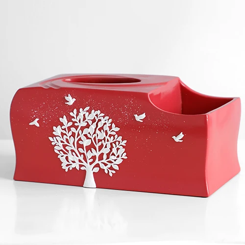 Red Style 4 Креативная коробка для салфеток из смолы, декоративные коробки с рисунком дерева, домашний декоративный органайзер, бумажная коробка для хранения салфеток в рулоне - Цвет: Red Style 4