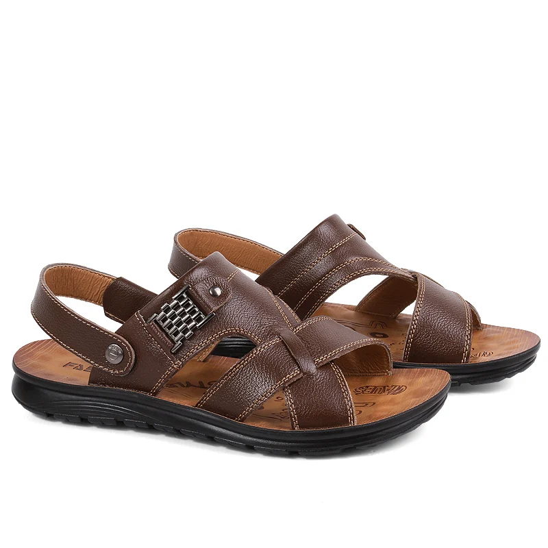 Мужская Летняя обувь Пляжная Модные кожаные сандалии размера плюс 39 48 Новая