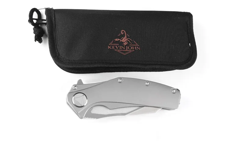 

Kevin John MT Matrix S35VN blade ball bearing flipper folding knife titanium handle camping hunt survival pocket knives EDC tool