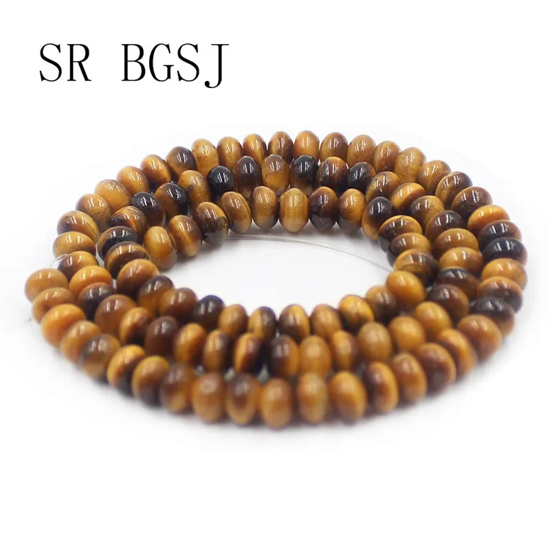 Free Shipping 4x6mm Rondelle Yellow Tiger Eye Natural Gems Stone Spacer Beads Strad 15&quot|Бусины| |