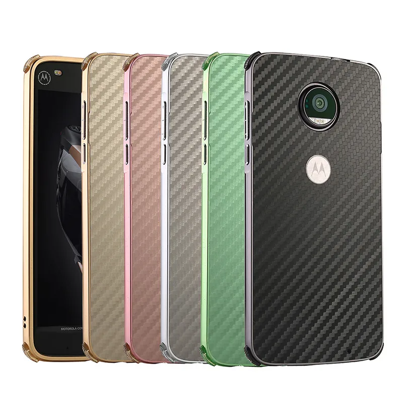 Роскошный металлический бампер чехол для Motorola MOTO Z2 Play Fundas PC задняя крышка чехол из углеродного волокна для MOTO Z2 Play чехол для телефона
