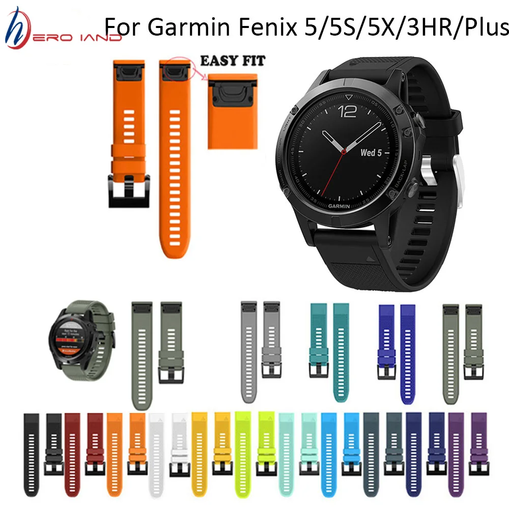 26 22 20 мм ремешок для часов Garmin Fenix 5X 5 5S 3 3HR D2 S60 GPS часы быстросъемный силиконовый