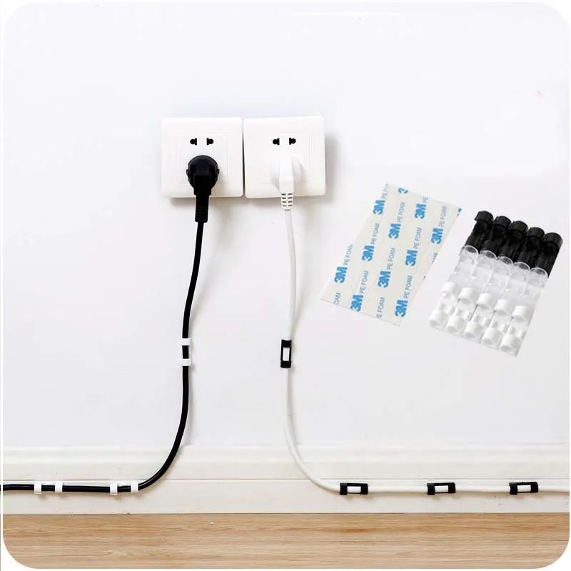 20Pcs Self-Adhesive Wire Organizer Fixed Clamp Network Cable Storage Clips Data Fixer Finishing Tools | Дом и сад