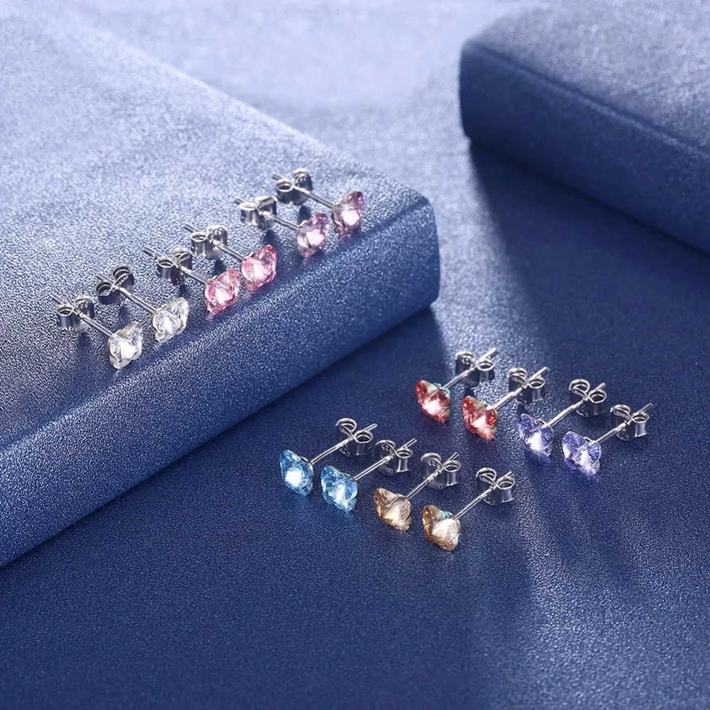 Серьги гвоздики с кристаллами SWAROVSKI серебро 925 пробы|Серьги-гвоздики| |