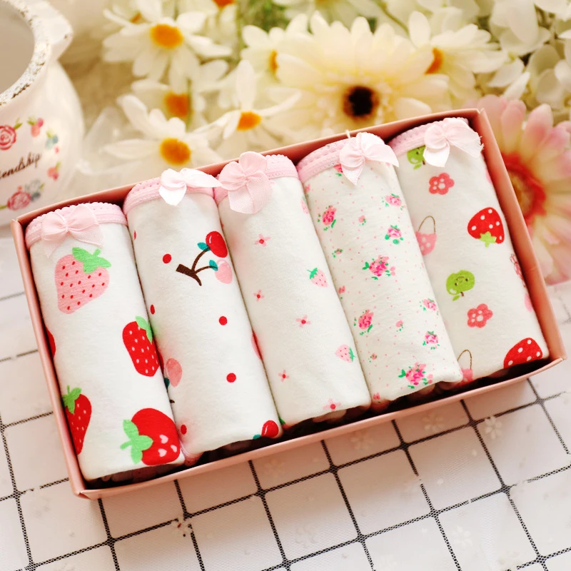 Трусики для девочек 5 шт./коркорт нижнее белье с принтом клубники хлопковое